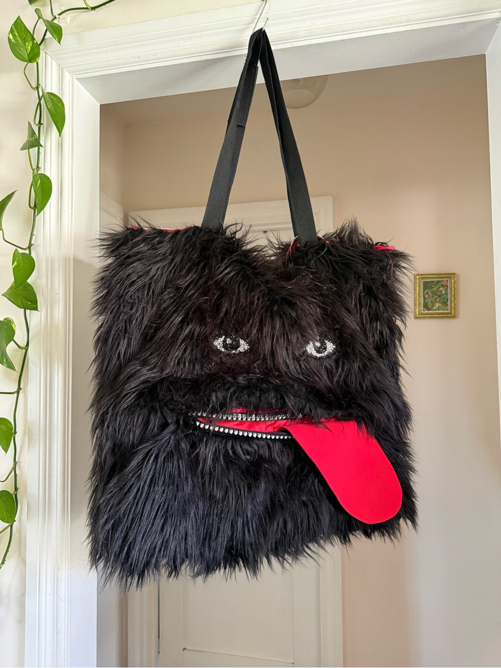 Large one of a kind handmade monster tote bag